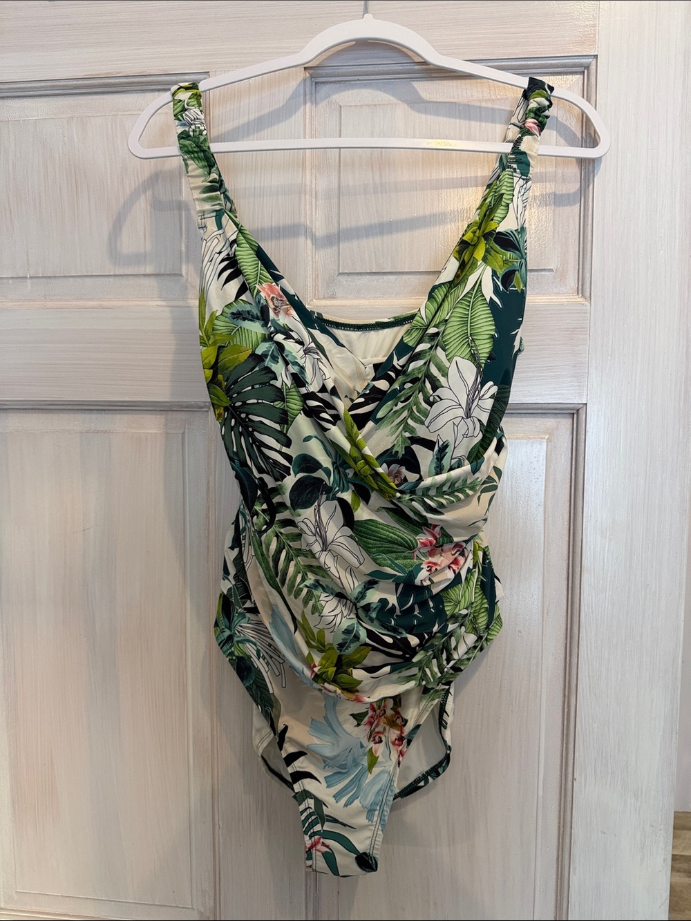 Tropical Leaf Print Kids One-Piece Swimsuit - Green